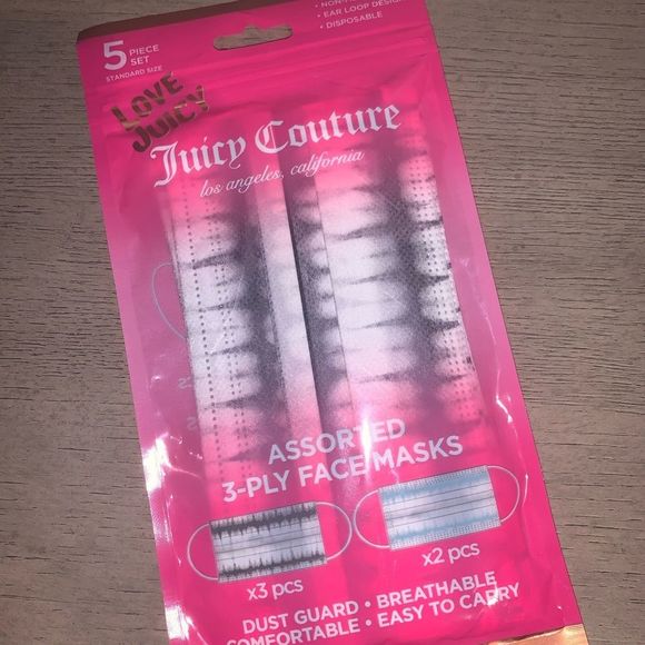 Juicy Couture Accessories - NWT Juicy Couture Assorted 3 Ply Face Mask